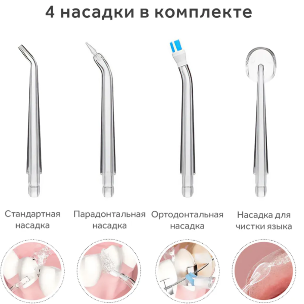 Ирригатор для полости рта, портативный, 4 насадки продажа и отгрузка коробками  кор/60шт